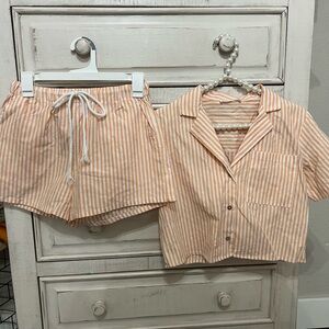 Striped Peach Women's Pajama Set